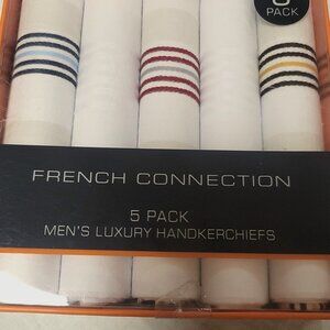 French Connection 5 Pack Men’s Luxury Handkerchiefs, Cotton/Poly Blend, …